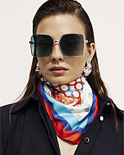 White Floral Print Scarf