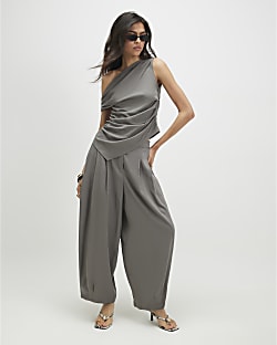 Khaki Balloon Leg Trousers
