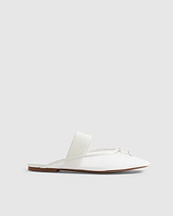 White Mesh Backless Ballet Pumps