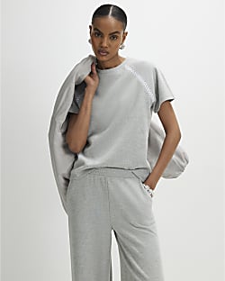 Grey Short Sleeve Cosy Whipstitch T-shirt