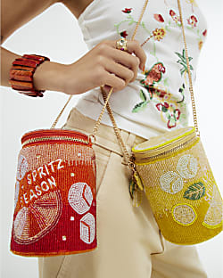 Orange Spritz Beaded Crossbody Bag