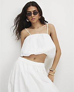 White Poplin Bubble Top