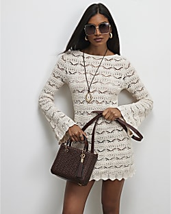 Brown Woven Mini Tote Bag