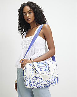 White Ibiza Print Holdall Bag