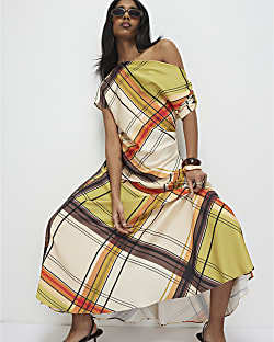 Green Check Maxi Skirt