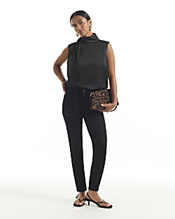 Petite Black Mid Rise Super Skinny Jeans