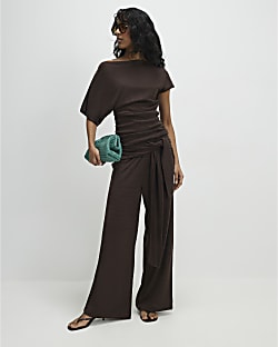 Brown Tie Waist Trousers