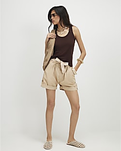 Brown Semi Sheer Tank Top