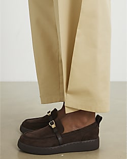 Brown Buckle Detail Sports Loafers
