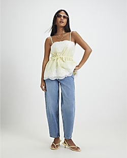 Petite Blue Barrel Leg Jeans