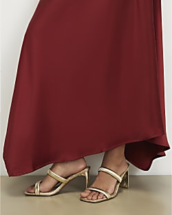 Gold Double Band Heeled Sandals