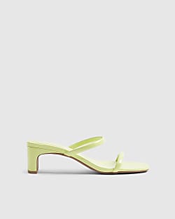 Green Croc Print Mule Sandals