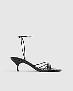 Black Woven Skinny Strap Sandals