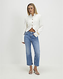Petite Blue Cropped Flared Jeans