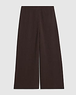 Petite Brown Pull On Textured Culottes