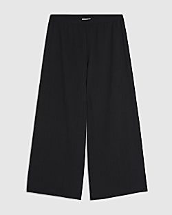 Petite Black Pull On Textured Culottes
