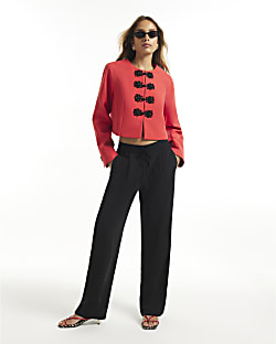 Black Smart Wide Leg Joggers