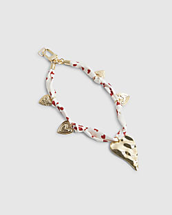 White Heart Charm Phone Chain