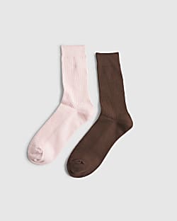 Pink Ribbed Socks 2 Pack