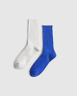Blue Ribbed Socks 2 Pack