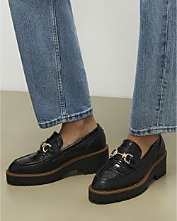 Black Chunky Snaffle Loafers