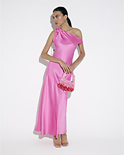 Pink One Shoulder Maxi Dress