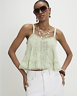 Green Lace Trim Cami