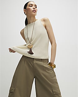 Gold Sleeveless Metallic Vest Top