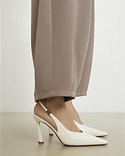 Cream Slingback Logo Court Heels