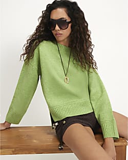 Green Knit Soft Crew Neck Jumper