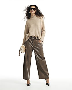 Beige Button Shoulder Jumper