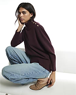 Burgundy Button Shoulder Jumper