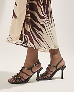Brown Beaded Strappy Sandals