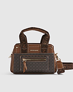 Brown Webbing Handle Monogram Tote Bag