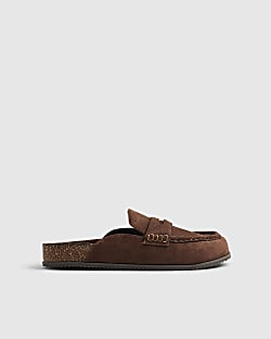 Brown Clog Mule Loafers