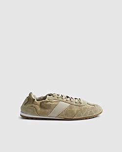 Cream Suede Elastic Back Trainers
