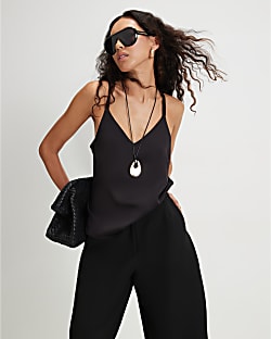 Black Satin Cami Top