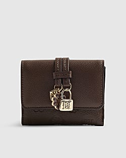 Brown Charm Detail Mini Foldout Purse
