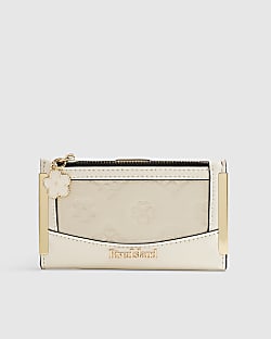 Cream Embossed Monogram Mini Purse