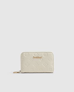 Cream Embossed Monogram Purse