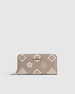 Beige Monogram Embossed Purse