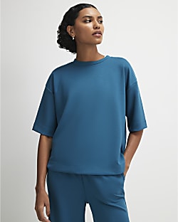 Blue Premium Short Sleeve Boxy T-shirt