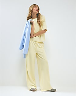 Yellow Premium Drawstring Wide Leg Joggers