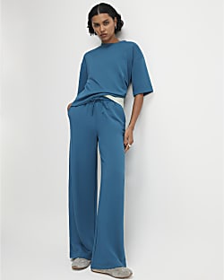 Blue Premium Wide Leg Joggers