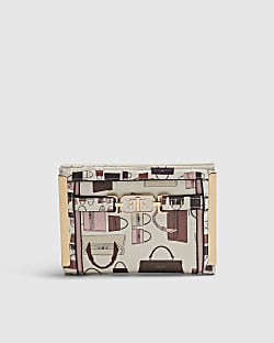 White Tote Bag Print Foldout Purse