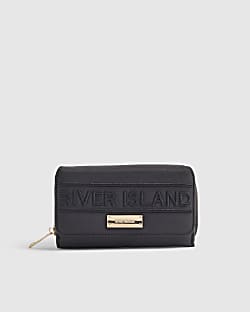 Black Nylon Logo Flap Purse