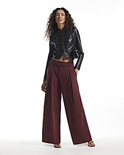 Brown Crepe Wide Leg Trousers