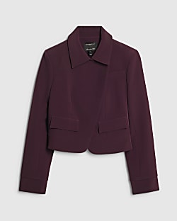 Petite Red Asymmetric Placket Jacket