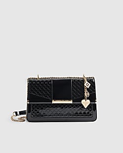 Black Monogram Bar Front Shoulder Bag