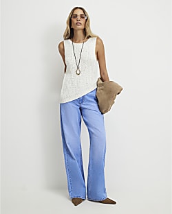 Blue Relaxed Straight Leg Jeans